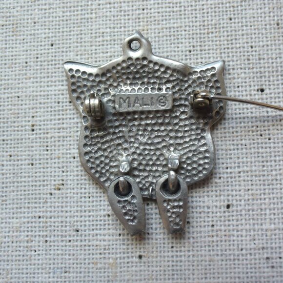 Vintage Pewter Pig Brooch with Moving Legs Signed "MALI" - Picture 3 of 5